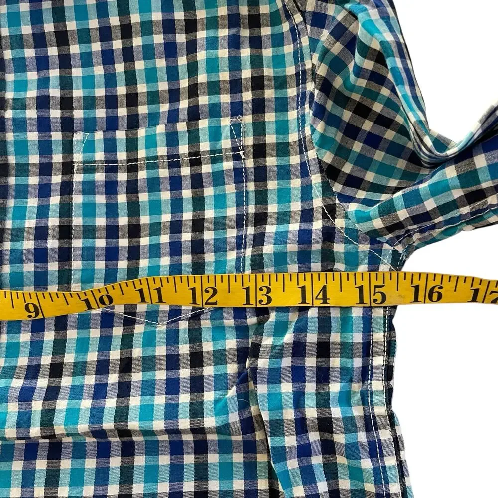 Gymboree‎ Boys Gingham Button Down Collared Shirt Blue Size 7